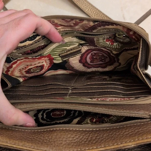 Brighton Crossbody Bag Purse Mila's Heart Antique Metallic Gold Pebble Leather - Picture 8 of 15